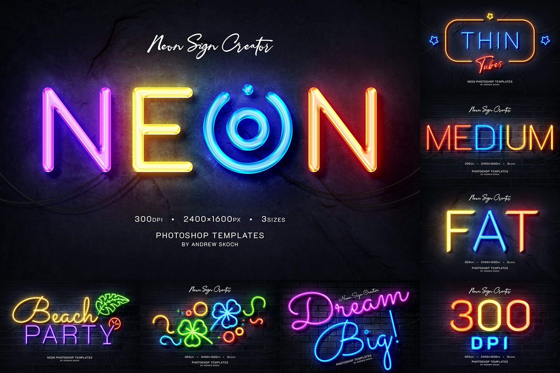 霓虹灯徽标Logo/文字效果图展示样机图层样式模板 Neon Logo/Text Mockups设计素材模板