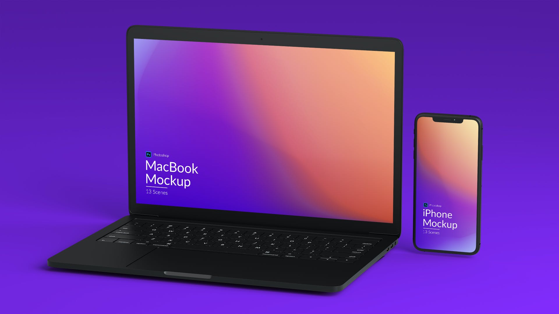 简约商务风格iphone11&MacBook屏幕演示样机模板 Iphone and MacBook Promo Mockups设计素材模板