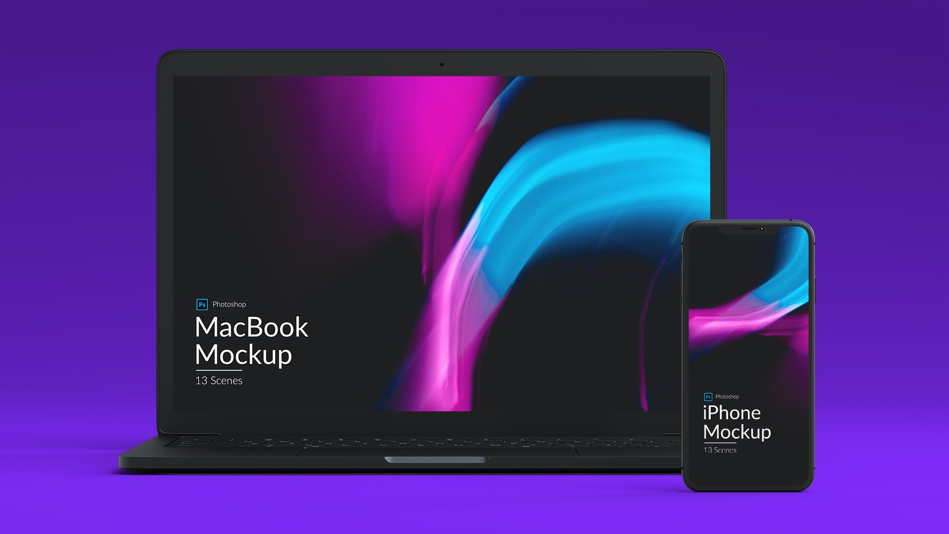 简约商务风格iphone11&MacBook屏幕演示样机模板 Iphone and MacBook Promo Mockups设计素材模板
