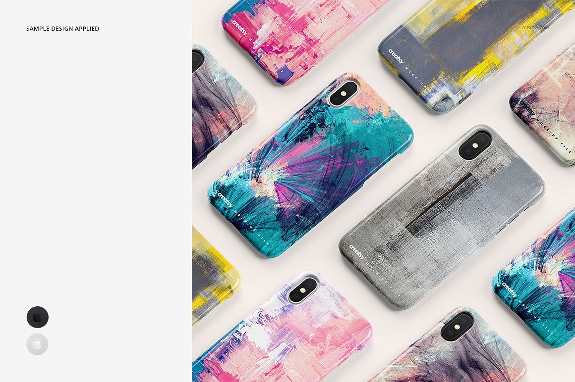 逼真的iPhone X塑料材质手机壳样机展示模型mockups设计素材模板