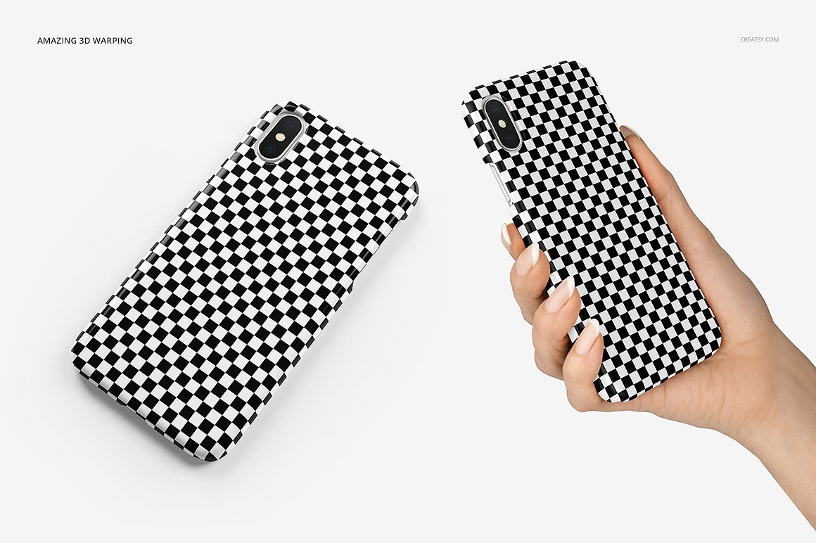 逼真的iPhone X塑料材质手机壳样机展示模型mockups设计素材模板