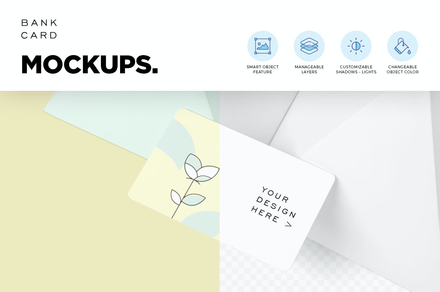 5个银行卡品牌设计样机贴图模板 5 Bank Card Mockups设计素材模板