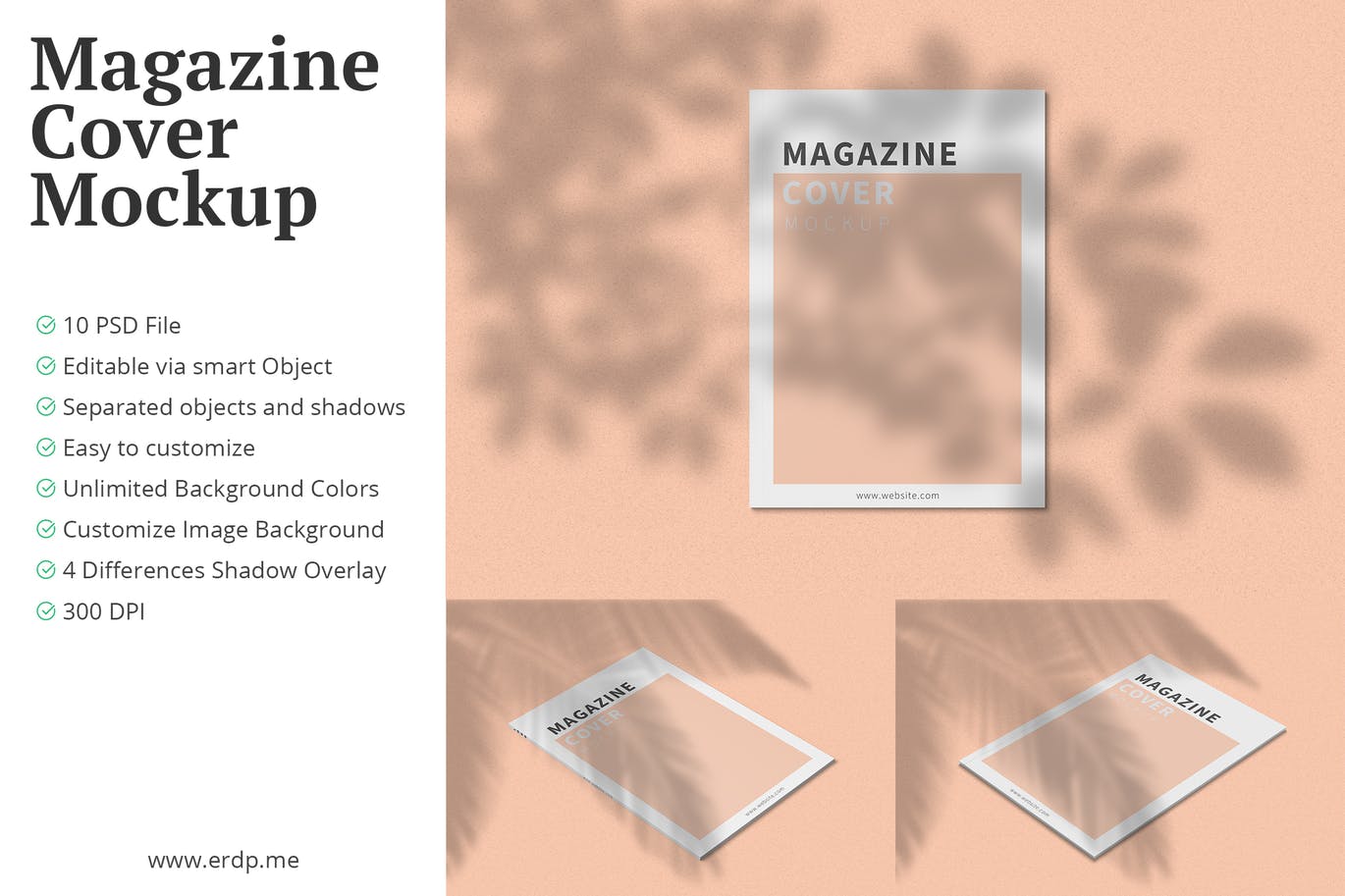 十款多角度预览A4杂志封面样机 A4 Magazine Cover Mockup 10 PSD Files设计素材模板