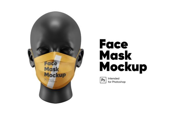 棉质口罩外观图案设计正视图样机 Medical Mask Mockup
