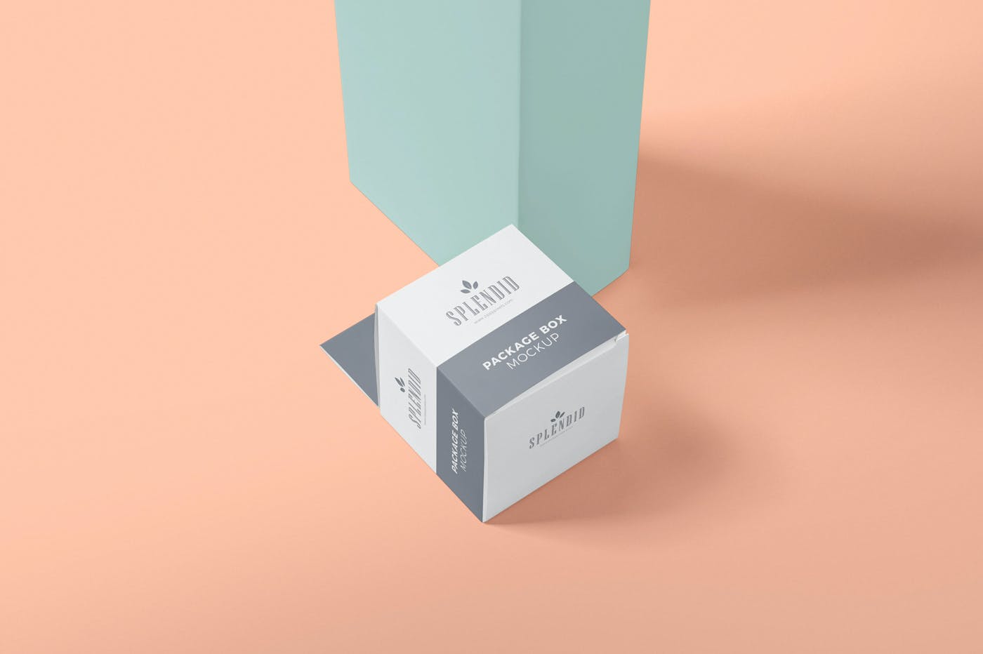 挂耳产品方盒包装设计图样机 Square Box Packaging Mockups with Hanger设计素材模板