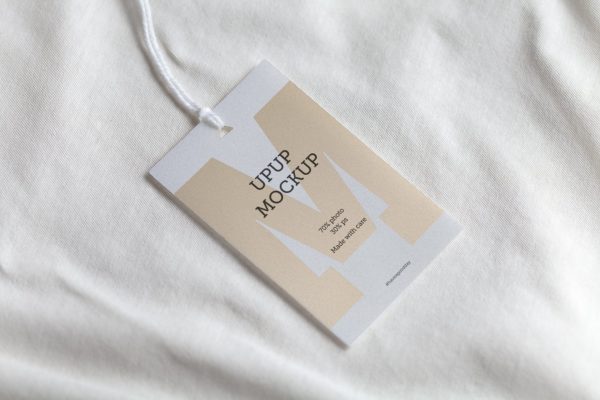 服装吊牌标签白色样机模板 Clothes label tag blank white mockup