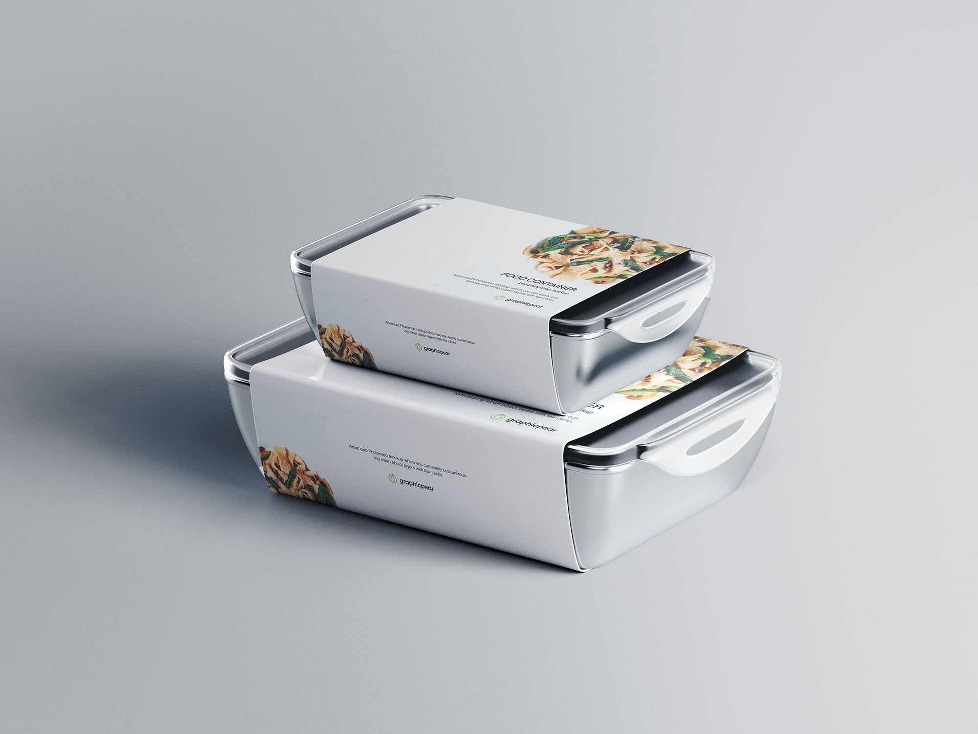 带标签快餐包装盒设计效果图样机模板 Food Container Mockup with Label设计素材模板
