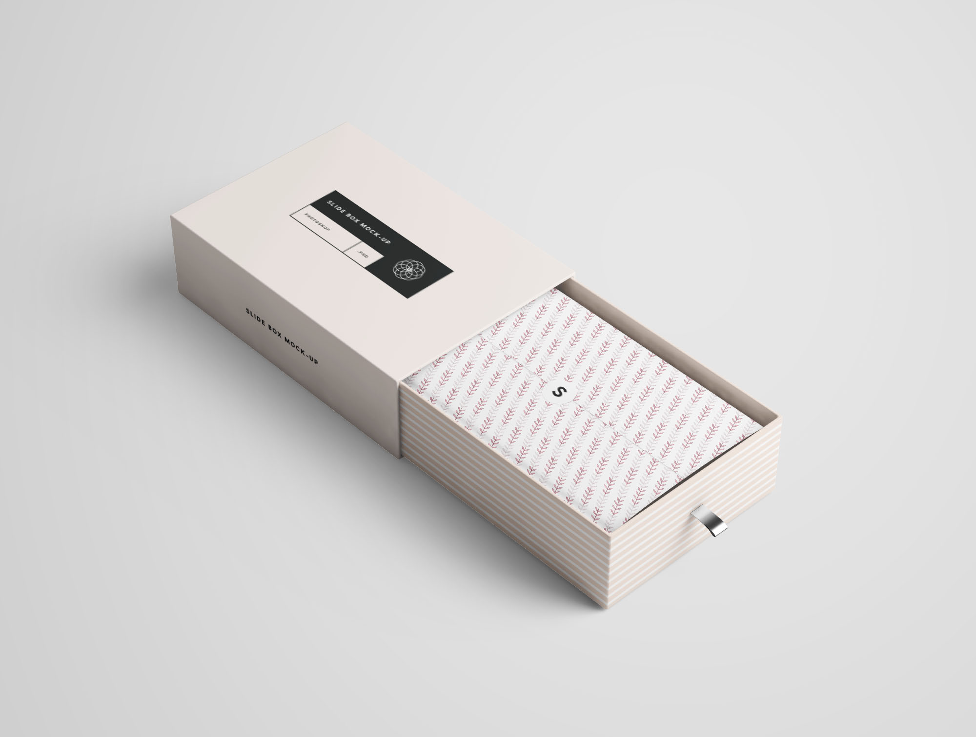 矩形抽屉式包装盒礼品盒包装设计效果图样机 Rectangle Slide Box Mockup-变色鱼