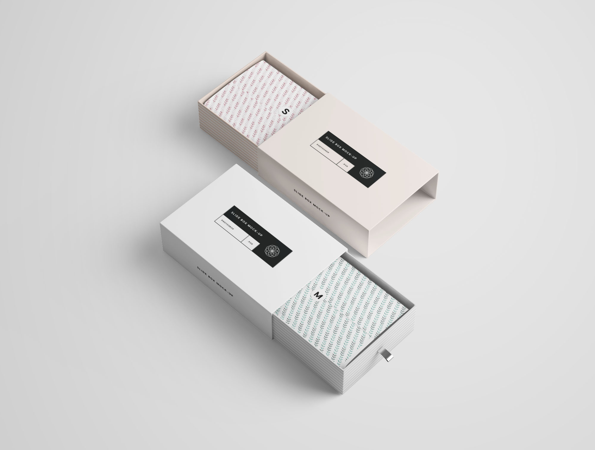 矩形抽屉式包装盒礼品盒包装设计效果图样机 Rectangle Slide Box Mockup设计素材模板