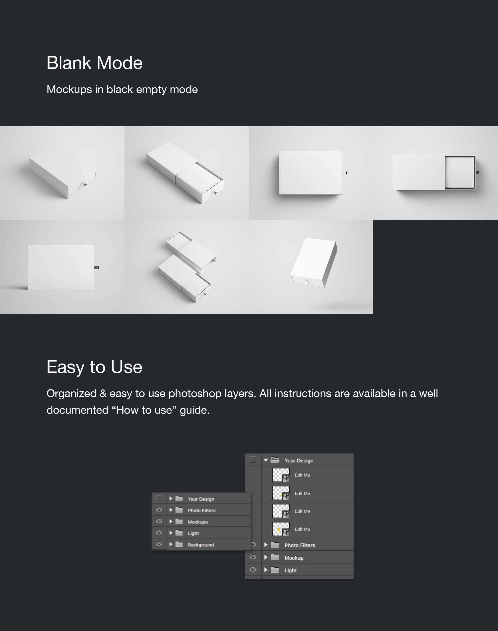 矩形抽屉式包装盒礼品盒包装设计效果图样机 Rectangle Slide Box Mockup设计素材模板