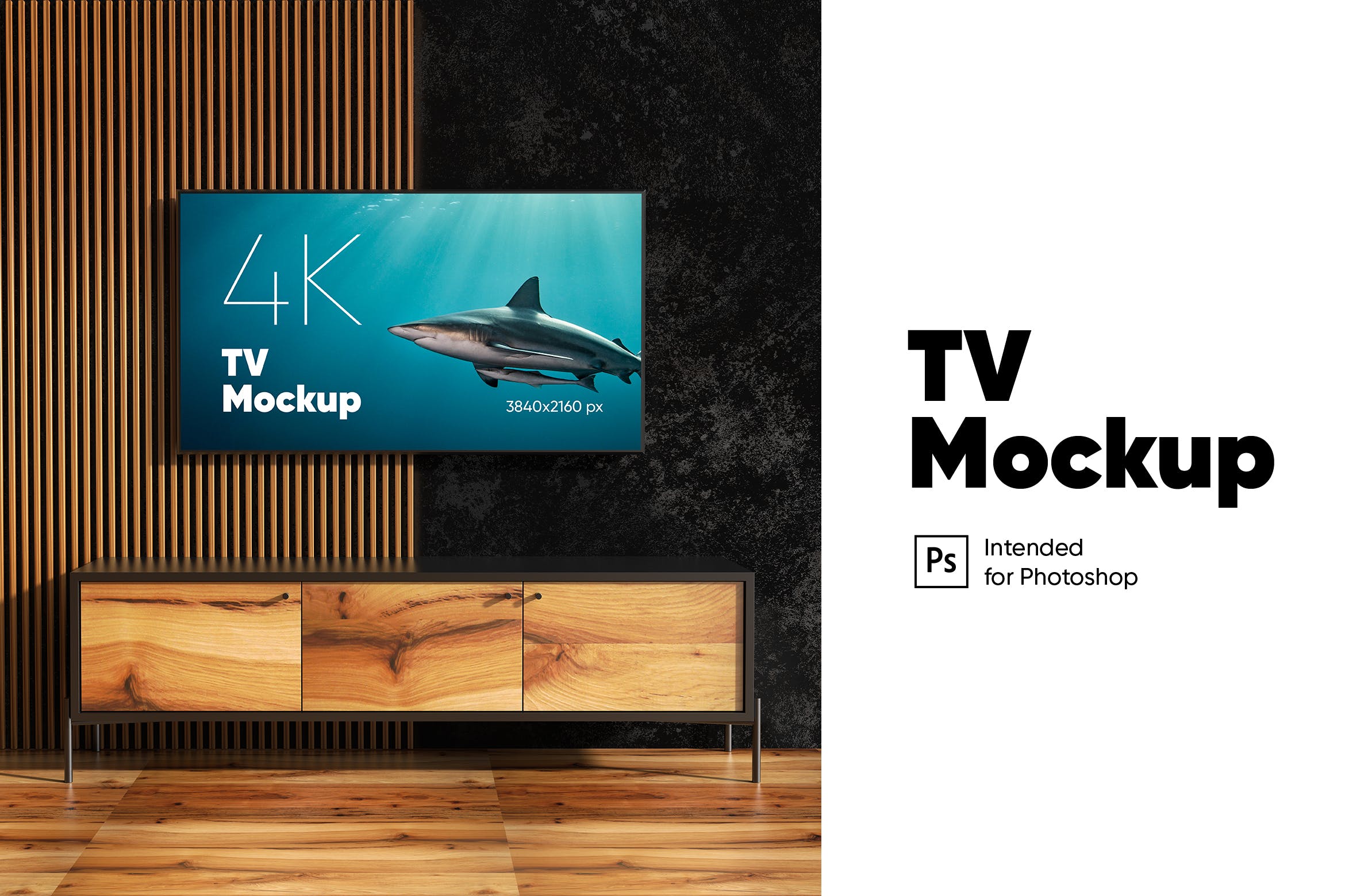 壁挂电视屏幕预览样机模板 TV Mockup设计素材模板
