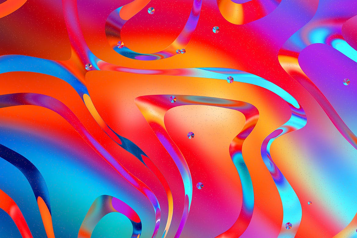 抽象液体纹理图素材集 Holographic Liquid Background Set设计素材模板