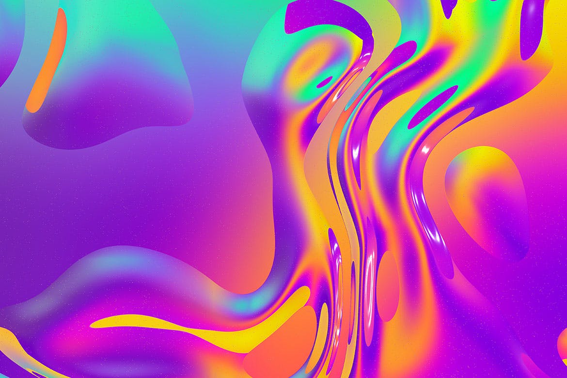 抽象液体纹理图素材集 Holographic Liquid Background Set设计素材模板