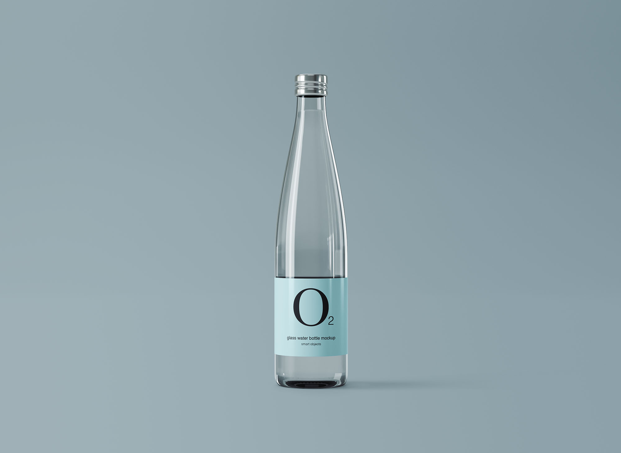 极简设计玻璃纯净水矿泉水瓶外观设计图样机 Minimal Glass Water Bottle Mockup设计素材模板