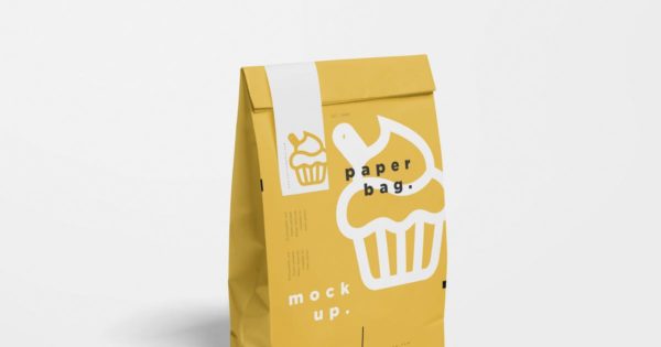 蛋糕面包包装纸袋设计图样机模板 Paper Bag Mock Ups