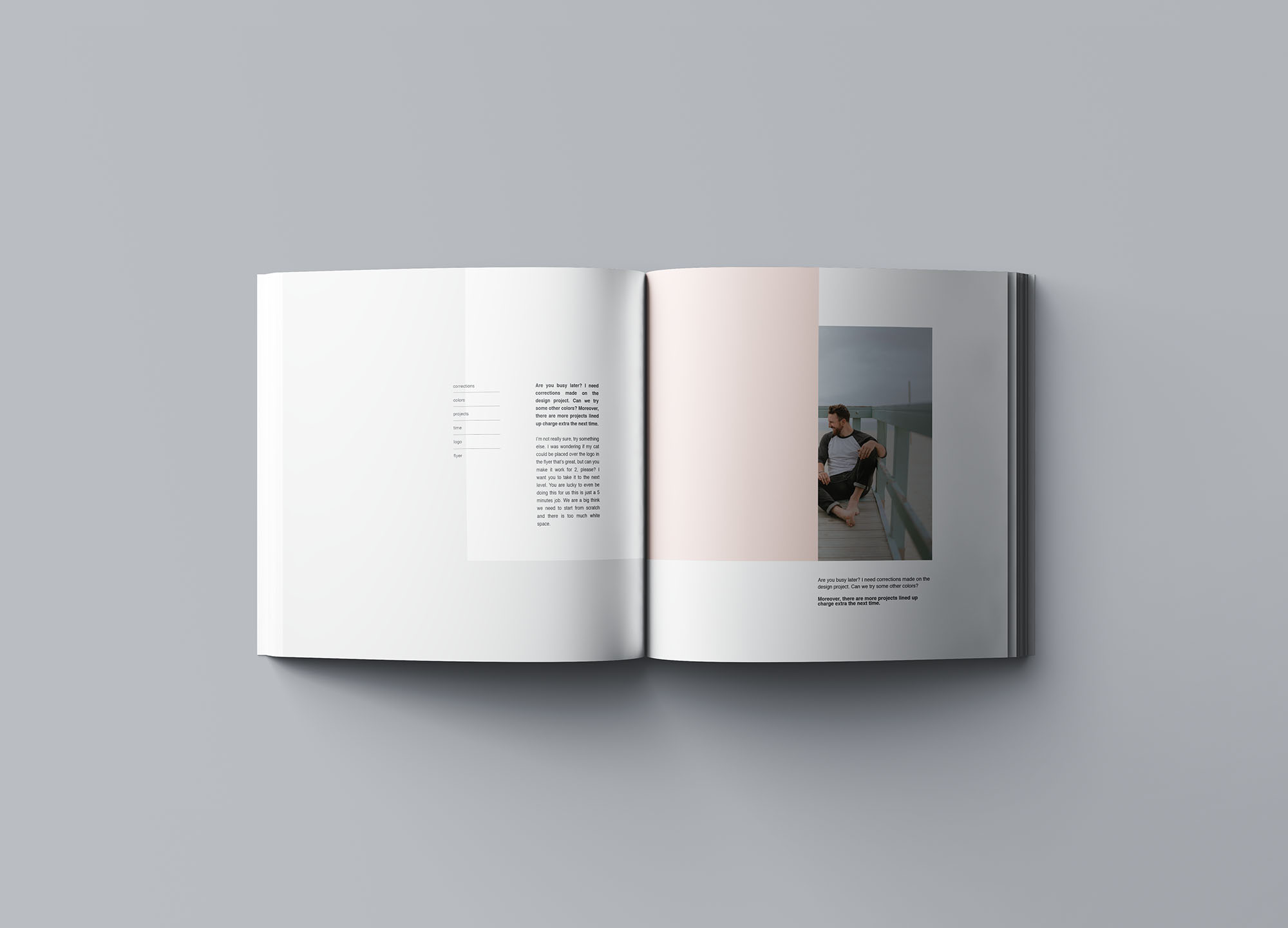 图书内页版式设计效果图样机 Square Softcover Book Mockup设计素材模板