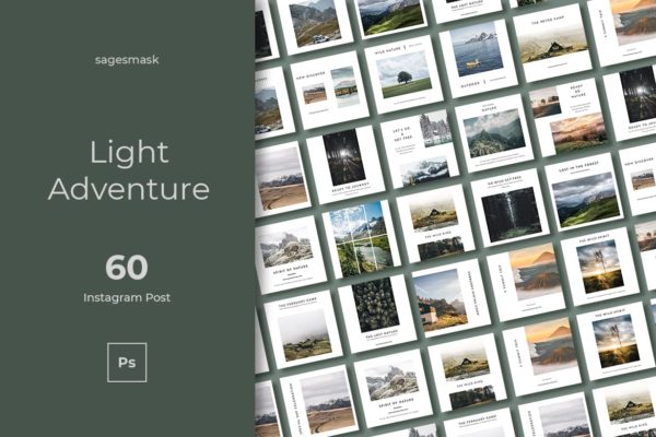 六十款 大自然 旅行 故事 分享Instagram帖子社交素材 60 Light Adventure Instagram Post