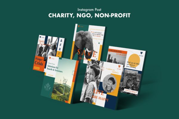 慈善机构 非政府组织 非营利组织Instagram社交素材帖子模板 Charity, NGO, Non-Profi