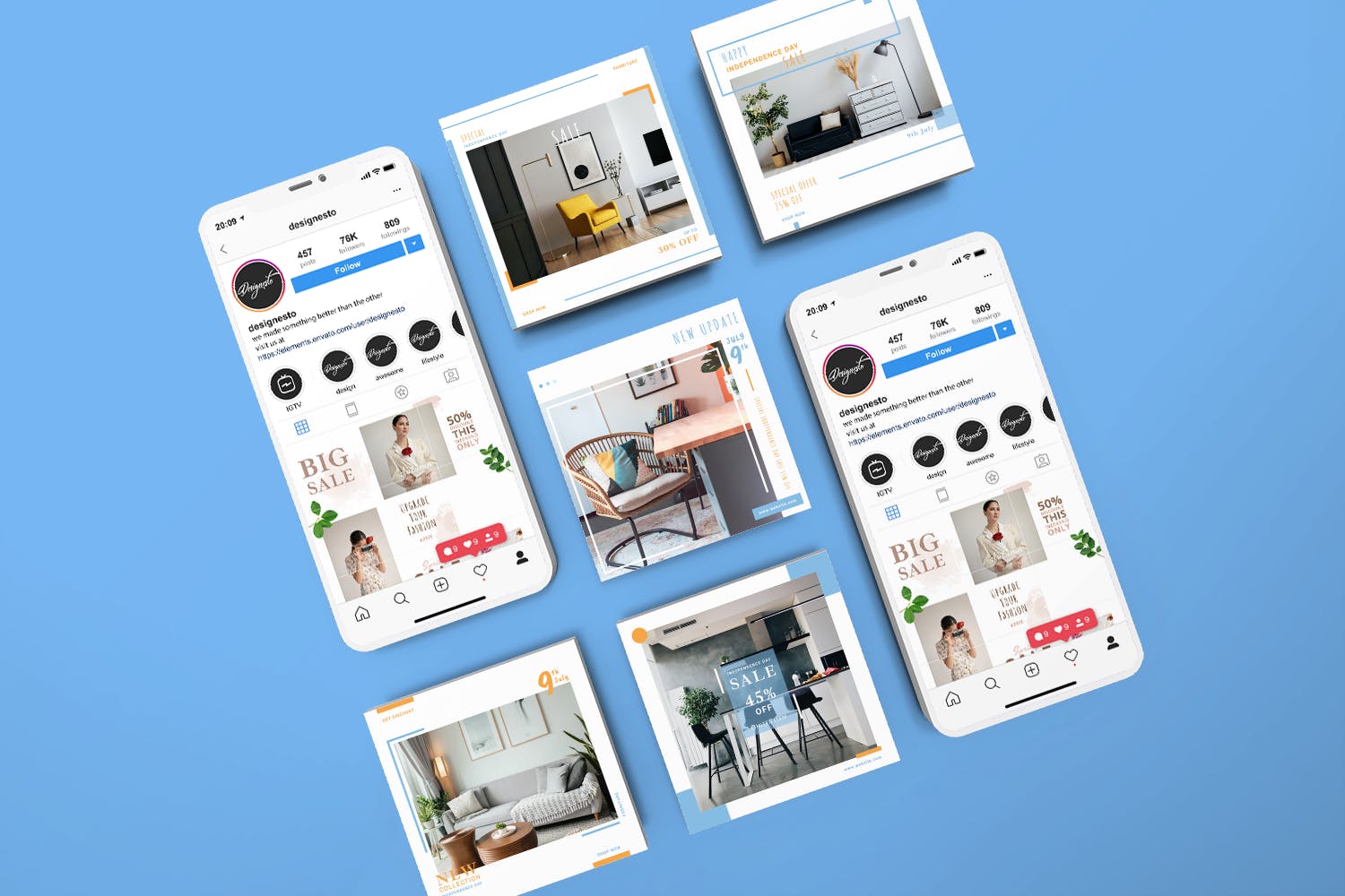 屏幕社交媒体广告模板 Iphone Social Media – Mockup Template设计素材模板