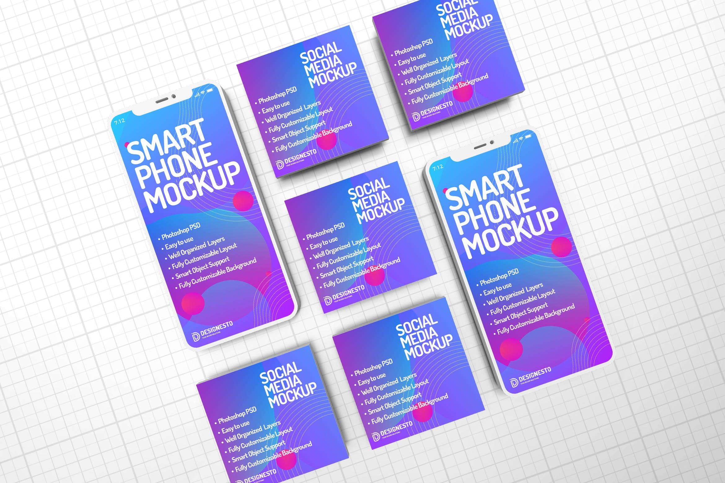 屏幕社交媒体广告模板 Iphone Social Media – Mockup Template设计素材模板