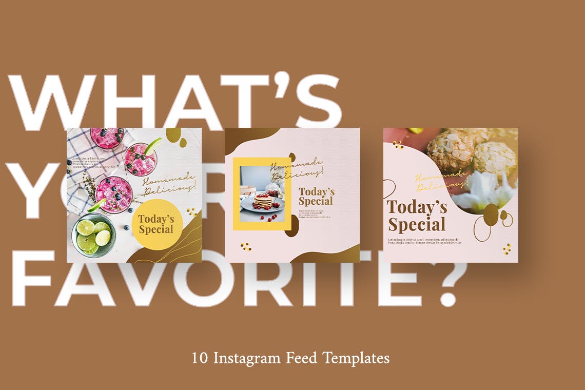 美食 甜点 Instagram帖子 社交 贴图 设计模板 Food Instagram Post设计素材模板