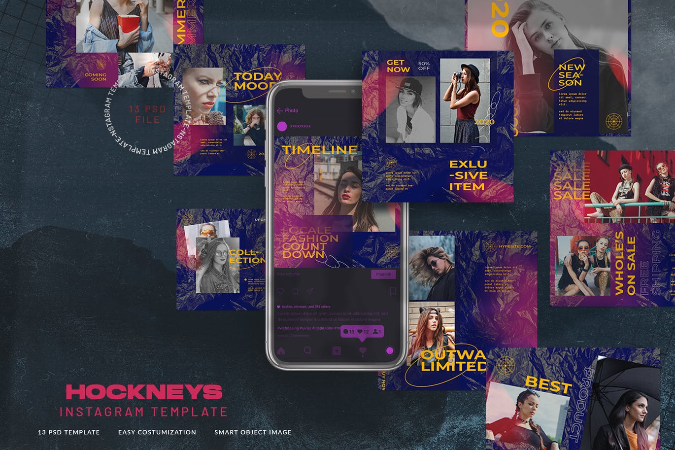 时尚 都市 风格 女性 主题Instagram故事社交素材 Hockneys Instagram Stories Urban Fashion Style设计素材模板