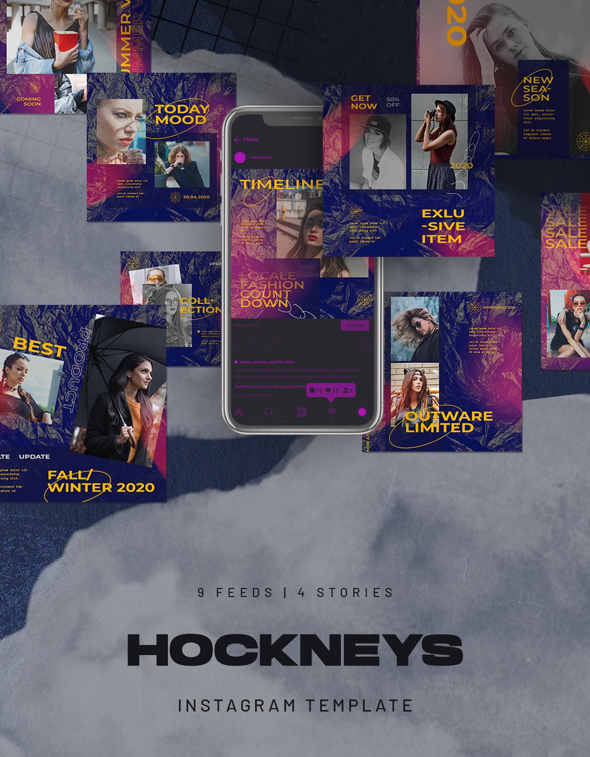 时尚 都市 风格 女性 主题Instagram故事社交素材 Hockneys Instagram Stories Urban Fashion Style设计素材模板