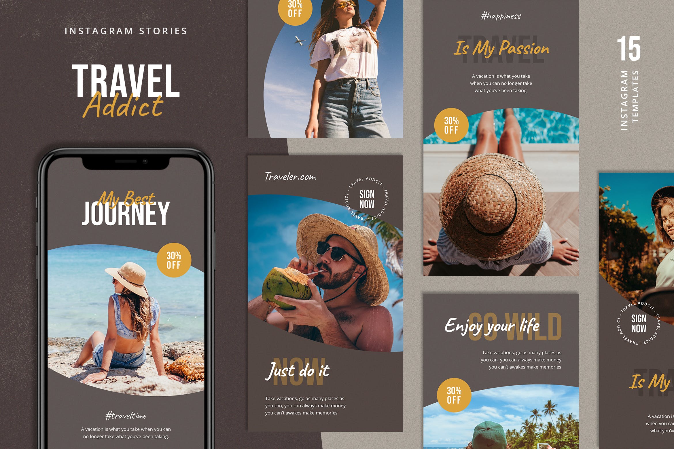 夏日 旅行 主题 社交媒体Instagram故事模板 Travel Instagram Stories Template设计素材模板