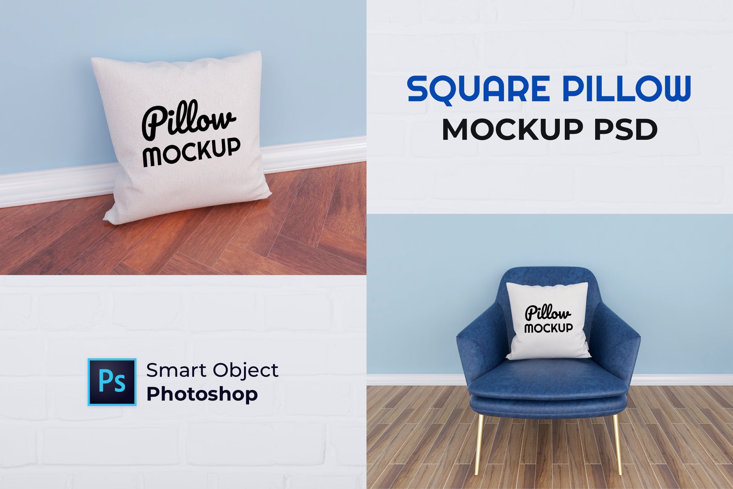 枕头印花图案设计预览模板 Nuzie – Pillow Mockup设计素材模板