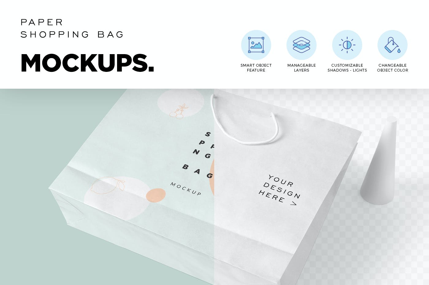 购物袋品牌包装设计样机模板 4 Paper Shopping Bag Mockups设计素材模板