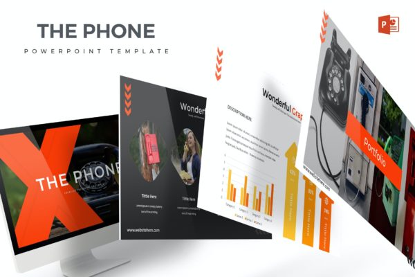橙色标志PowerPoint演示模板 The Phone – Powerpoint Template