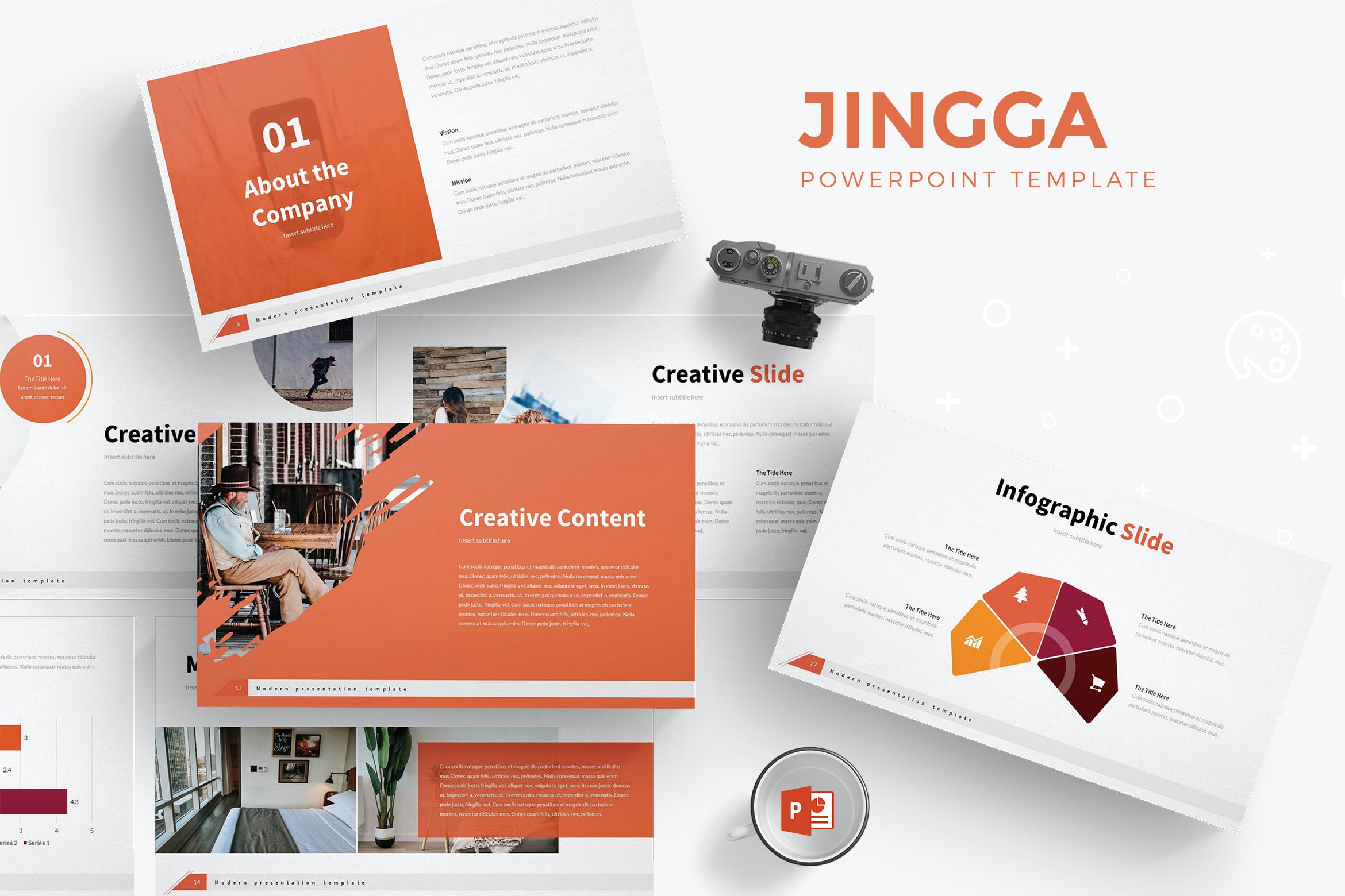 简约布局设计Powerpoint幻灯片模板 Jingga – Powerpoint Template设计素材模板