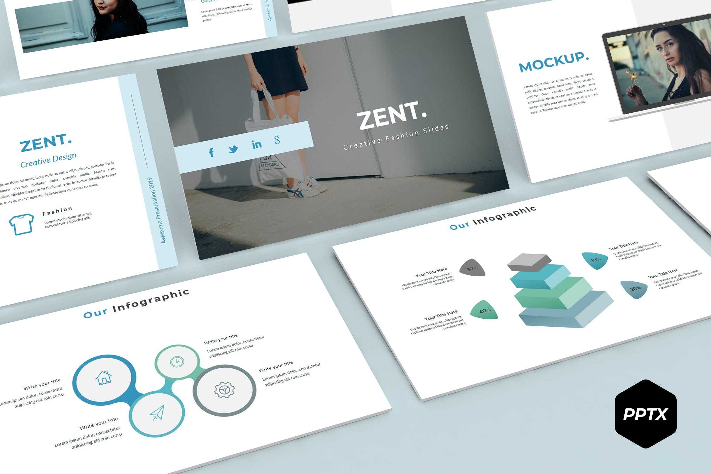 服饰品牌预售PPT推广模板 Zent – Powerpoint Template设计素材模板
