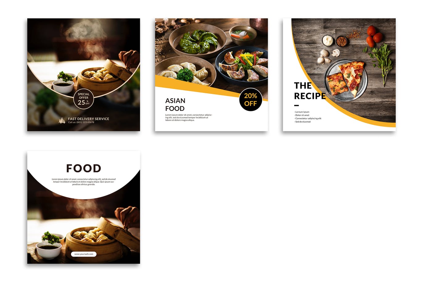 汉堡西餐厅食品大促销Instagram帖子设计模板 Food Instagram Posts Template设计素材模板