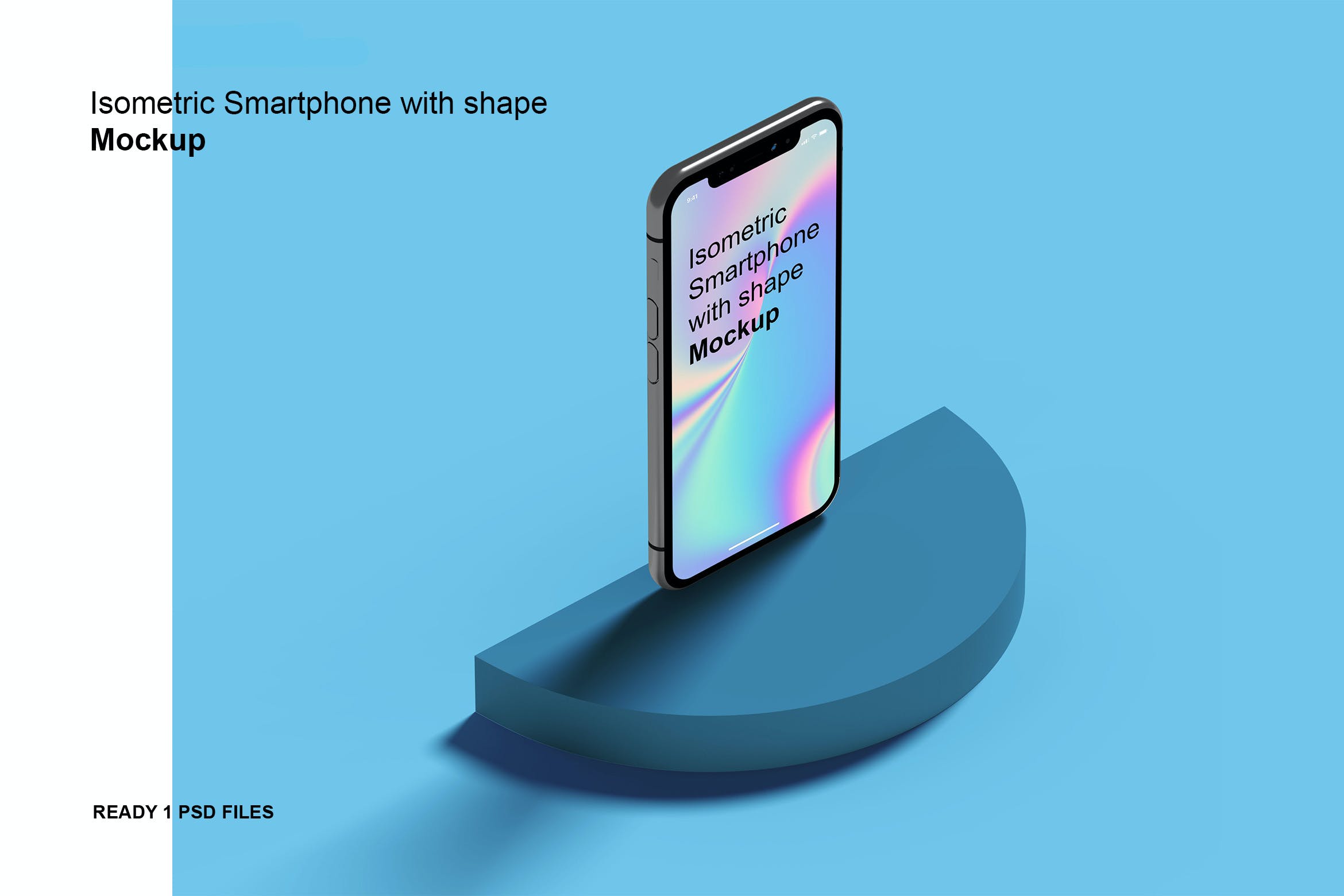 手机屏幕设计预览样机 Isometric Phone with shape Mockup设计素材模板