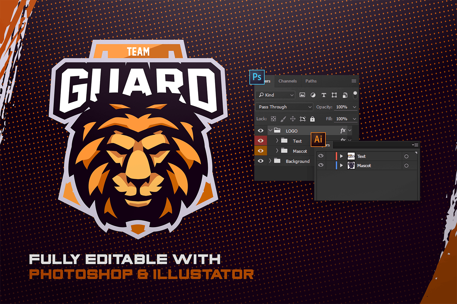 狮子电子竞技Logo模板 GUARD – E-Sports Logo Creator设计素材模板