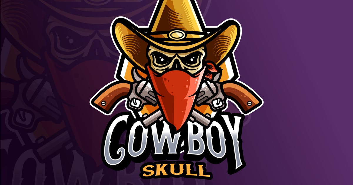 头骨电子竞技Logo设计模板 Cowboy Skull Logo Template设计素材模板