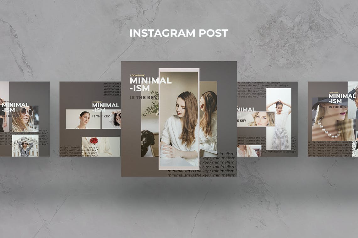 极简主义设计风格服装品牌社交媒体促销Instagram帖子模板 Minimalism- Instagram Post Template设计素材模板