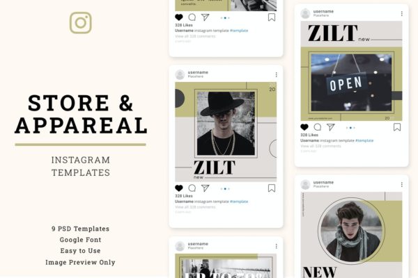 服装商店广告大促销Instagram帖子设计社交素材 Store & Apparel Instagram Post Template