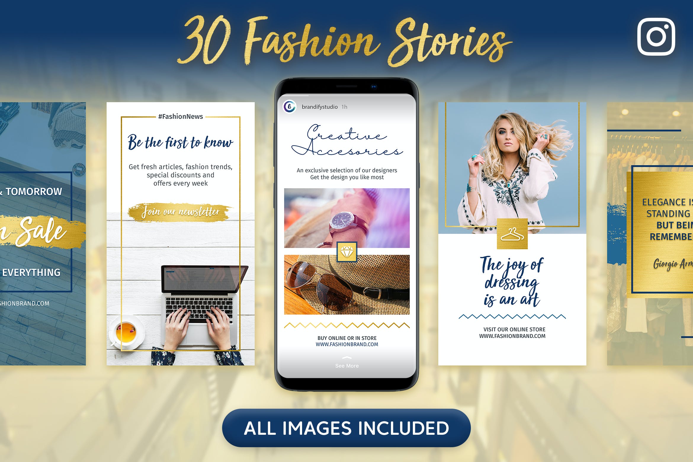 三十个时装商店社交媒体品牌促销Instagram故事设计模板 Instagram Stories设计素材模板