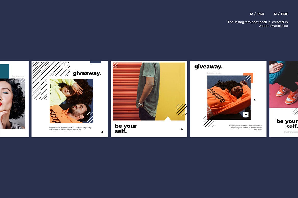 十二款生活方式社交分享Instagram帖子设计模板 12 Lifestyle Instagram Post设计素材模板