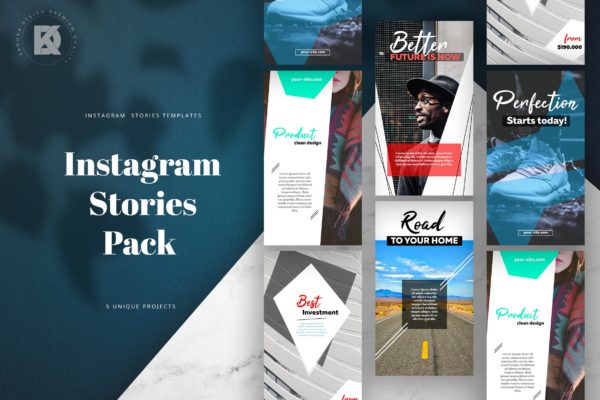多用途Instagram故事定制社交媒体模板包 Instagram Stories Elegant Pack