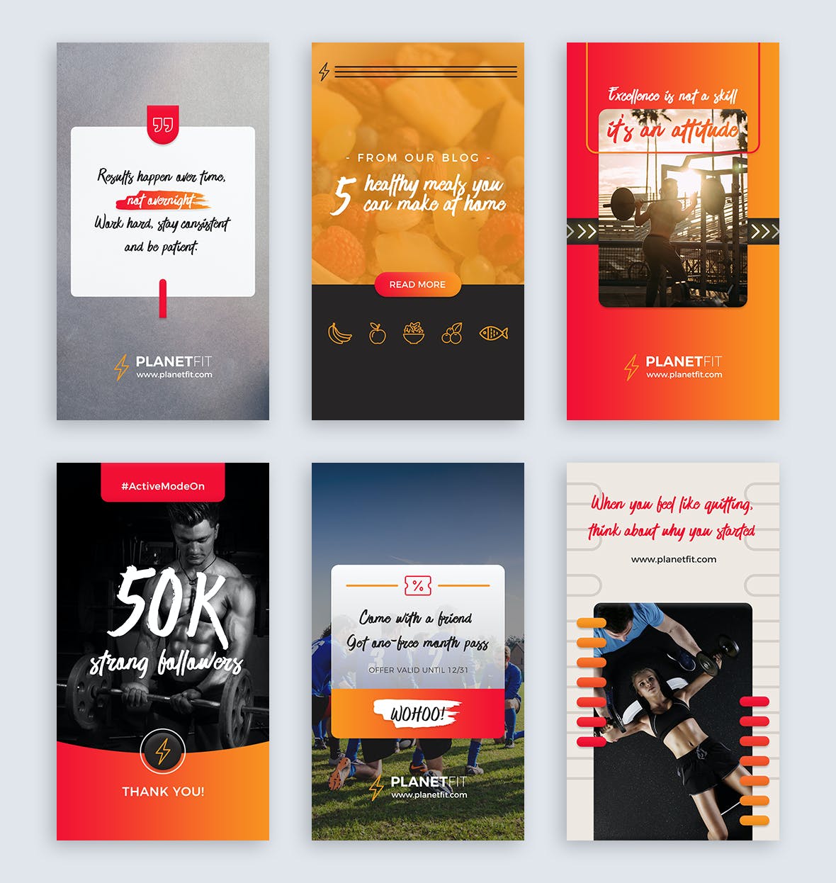 二十个健身俱乐部社交媒体宣传Instagram故事设计模板 Instagram Stories设计素材模板