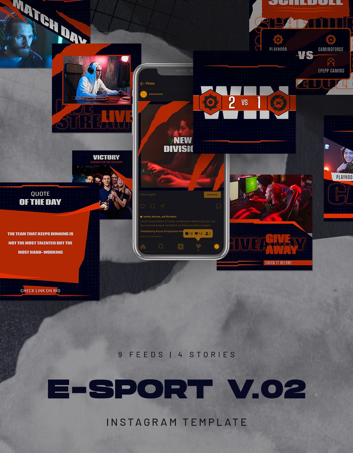 电子竞技游戏相关Instagram定制故事贴图模板V.2 eSport & Gaming Instagram Stories V.02设计素材模板
