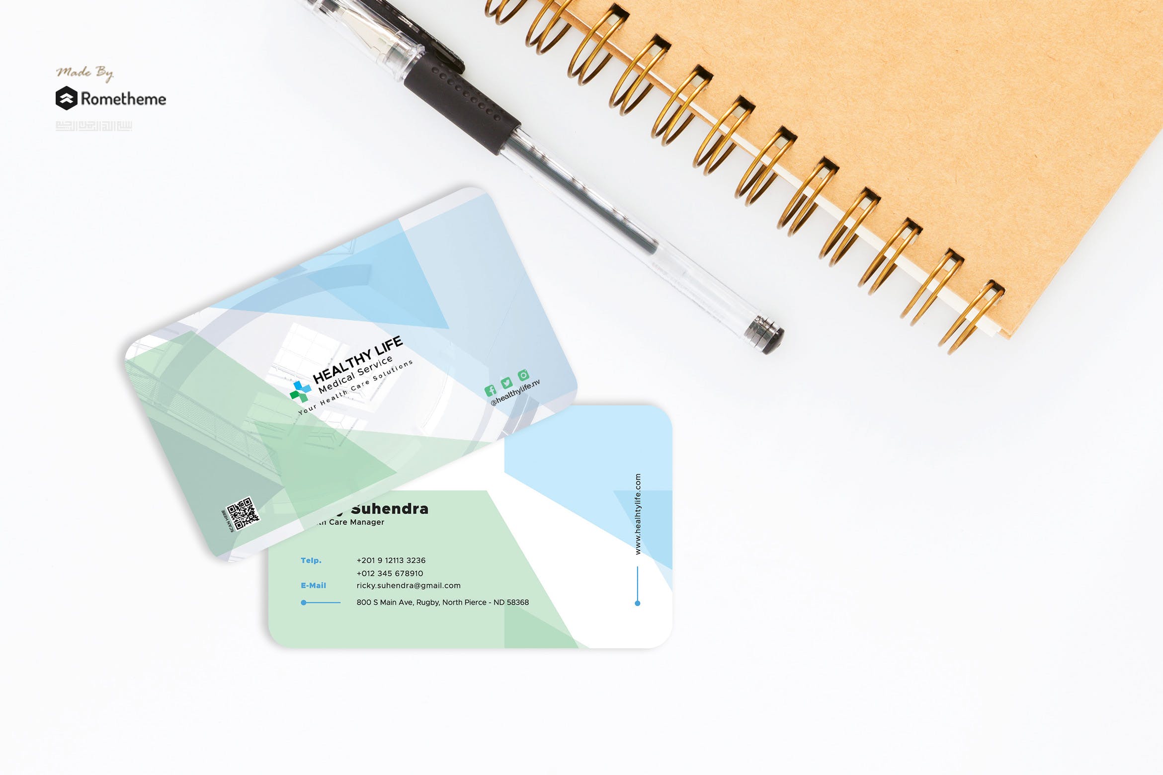 医院名片排版设计模板 Exam – Medical Service Business Card RY设计素材模板