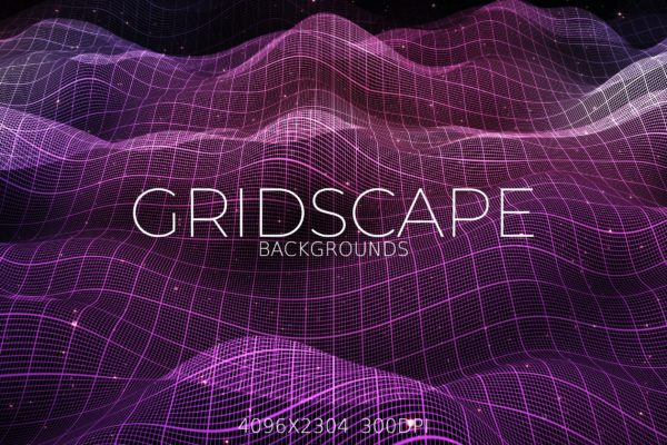 科技感波浪网格背景图素材 Gridscape Backgrounds