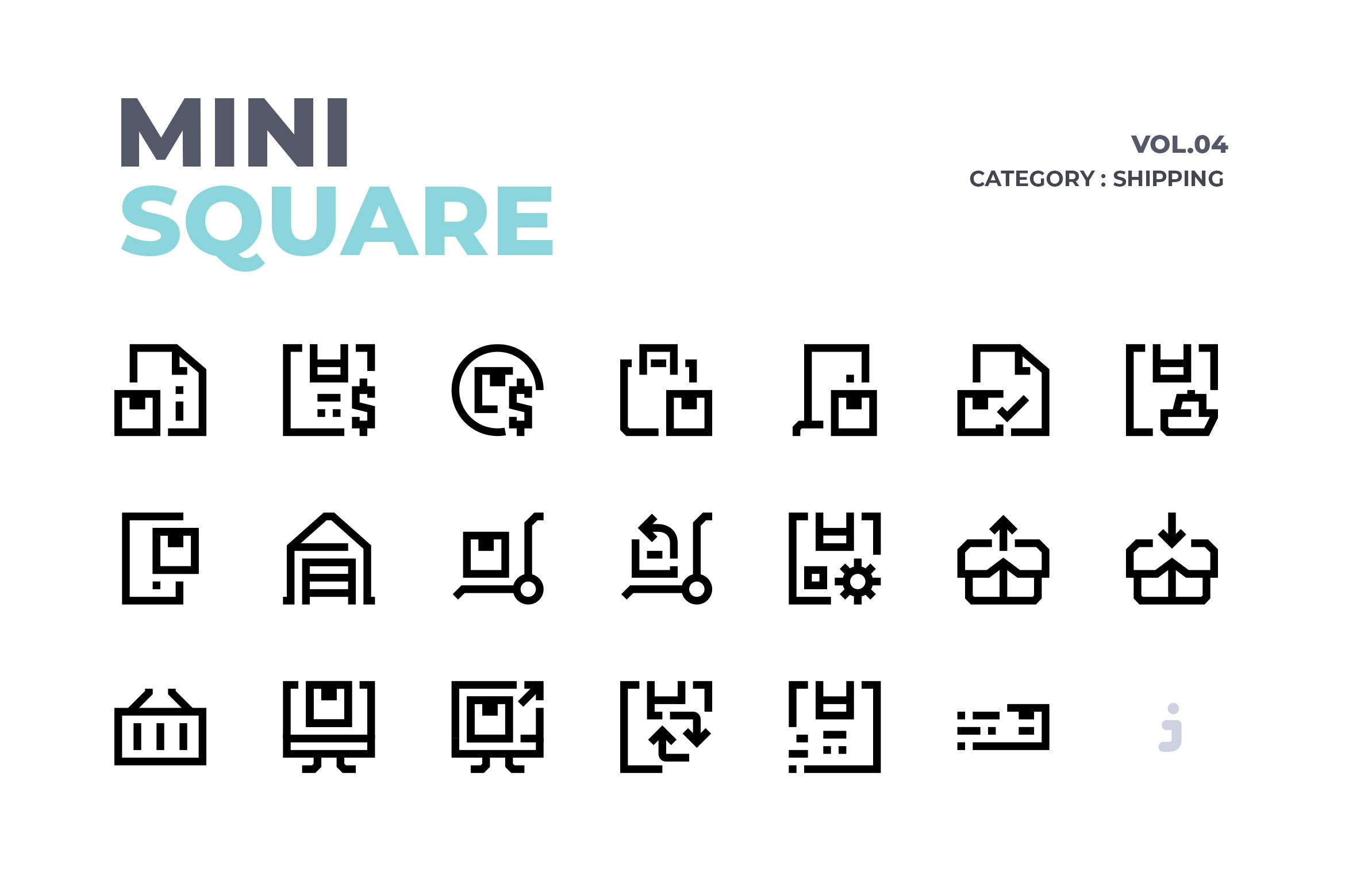 60枚快递包裹运输矢量图标 Mini square – 60 Shipping Icons设计素材模板
