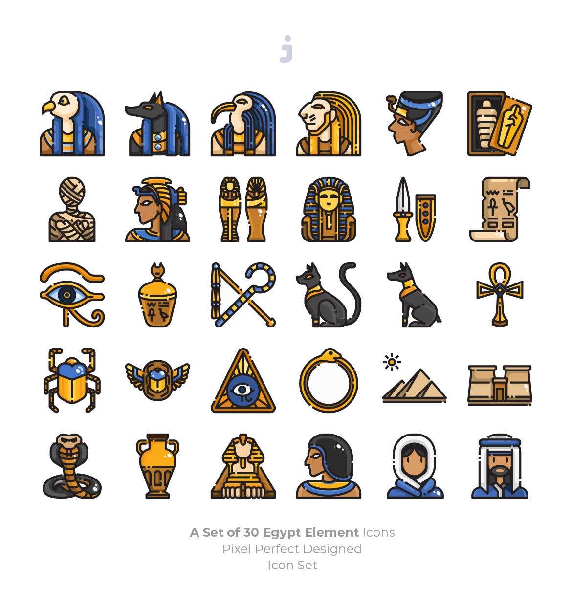 埃及民族元素完美像素矢量图标 30 Egypt Element Icons设计素材模板