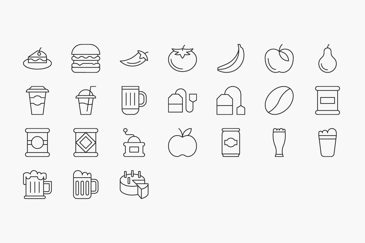 食物和饮料图标 Food and Drink Icons设计素材模板