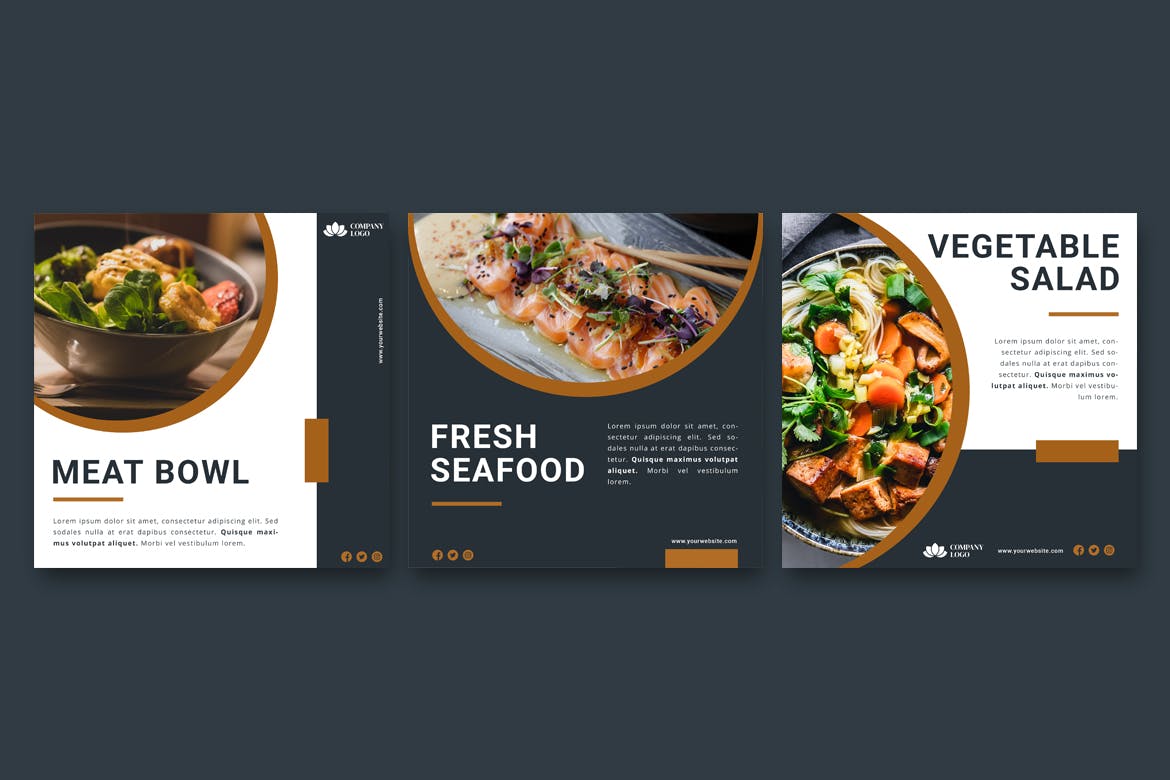 高级西餐厅美食社交媒体推广Instagram帖子设计模板 Restaurant Instagram Post Template设计素材模板